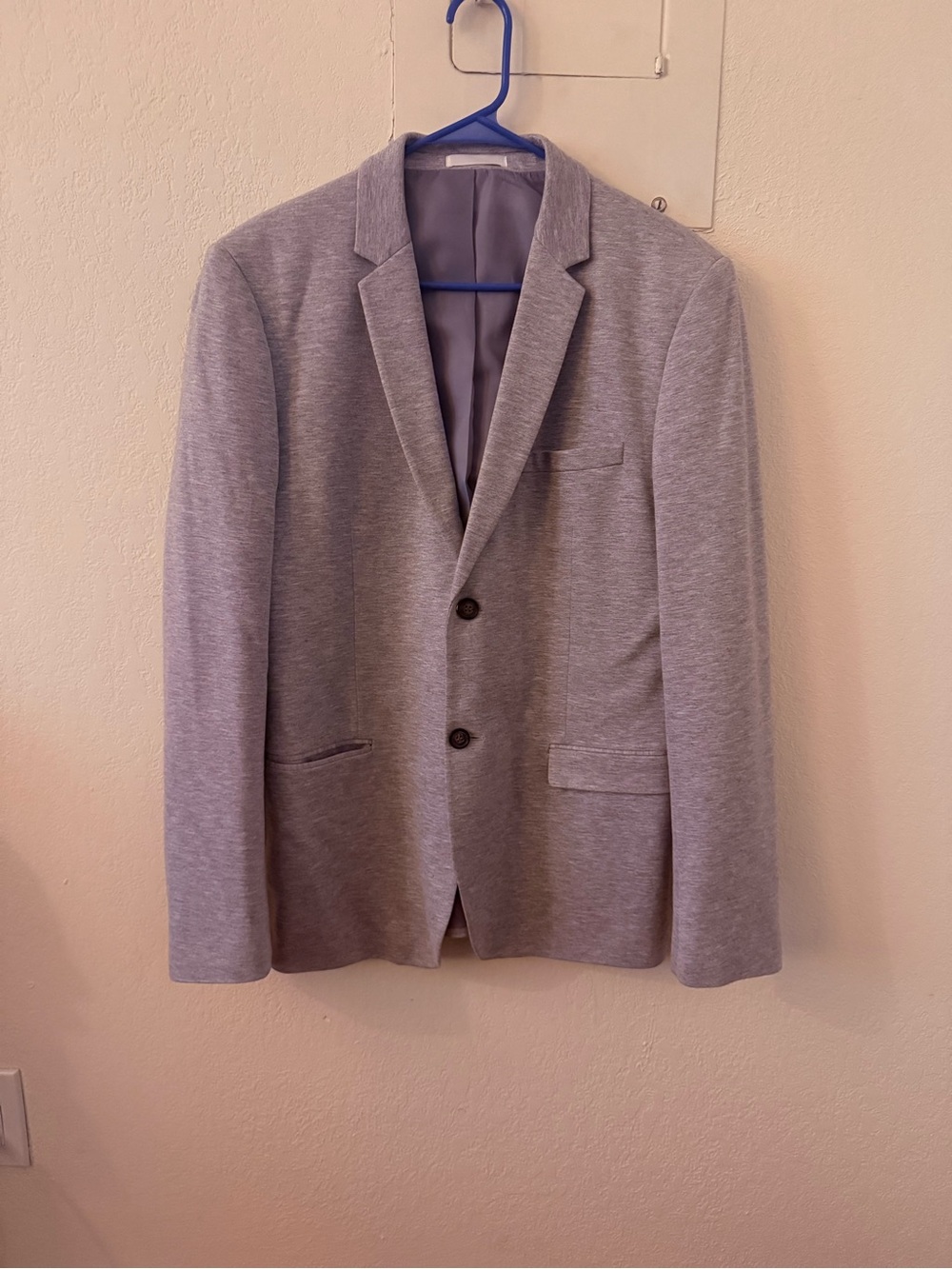 Topman Heather Gray Knit Two-Button Blazer